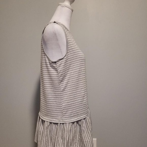 LOFT Outlet Gray & White Striped Sleeveless Top - Picture 3 of 4